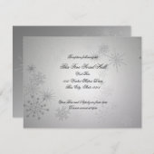 Carte D'accompagnement Réception de mariage Flocon de neige argenté (Devant / Derrière)