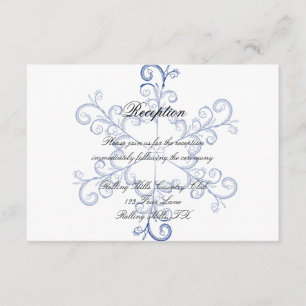 Carte D'accompagnement Réception de mariage Flocon de neige au cœur bleu