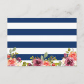 Carte D'accompagnement Réception de mariage floral à l'ancre nautique ble (Dos)