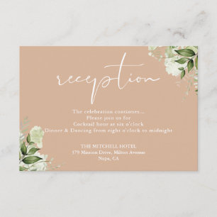 Carte D'accompagnement Réception de mariage floral à verdure bronzée