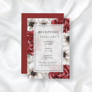 Carte D'accompagnement Réception De Mariage Floral Anémonique Rose De Bou