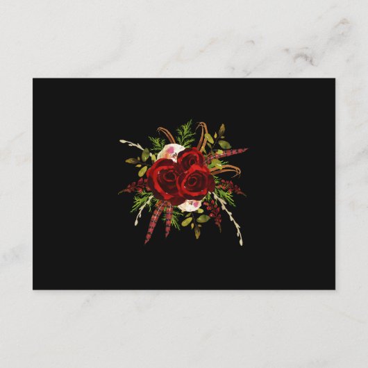 Carte D'accompagnement Réception de mariage Floral Boho de Bourgogne Noir (Dos)