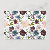 Carte D'accompagnement Réception de mariage floral bordeaux et marine (Dos)