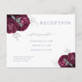 Carte D'accompagnement Réception de mariage Floral Dusty Blue Burgundy (Devant)