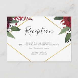 Carte D'accompagnement Réception de mariage Floral Marsala Bourgogne ri