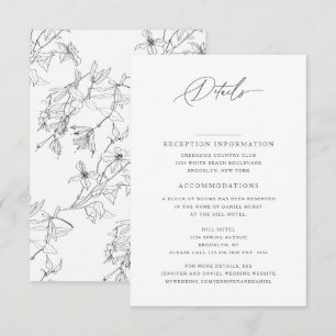 Carte D'accompagnement Réception de mariage floral moderne et élégant Dét