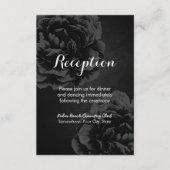 Carte D'accompagnement Réception de mariage floral noir élégant (Devant)