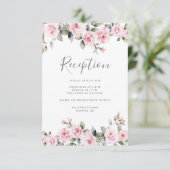 Carte D'accompagnement Réception De Mariage Floral Rose (Debout devant)