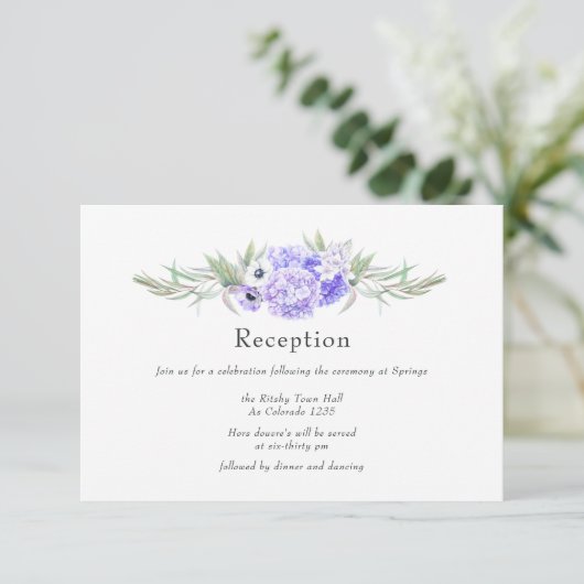 Carte D'accompagnement Réception de mariage floral violet pastel (Debout devant)