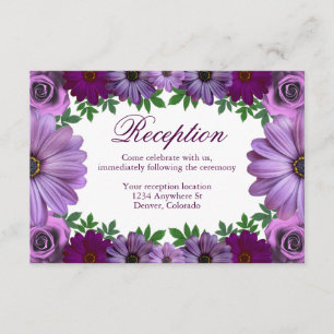 Carte D'accompagnement Réception De Mariage Floral Violet Regal