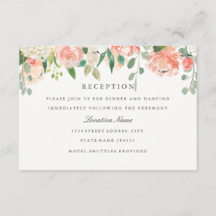 Carte D'accompagnement Réception de mariage florale aquarelle pêche rose
