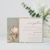 Carte D'accompagnement Réception De Mariage Florale Chic Boho Protea Sec  (Debout devant)
