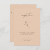 Carte D'accompagnement Réception De Mariage Florale De Pêche Minimale (Devant / Derrière)