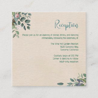 Carte D'accompagnement Réception De Mariage Florale De Sage De Flush