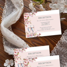 Carte D'accompagnement Réception de mariage florale rose cerisier