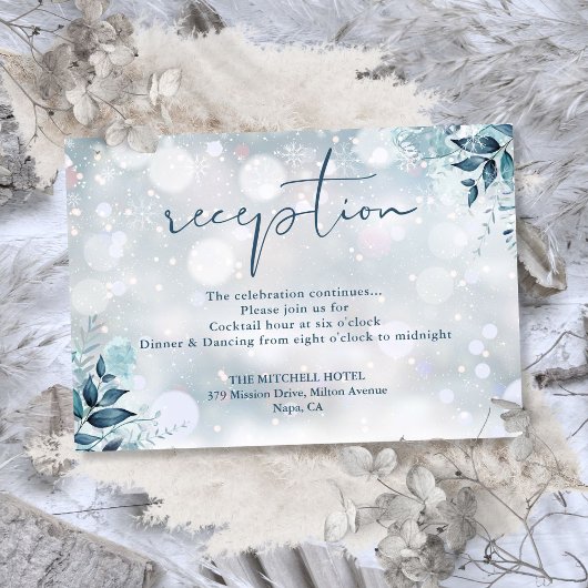 Carte D'accompagnement Réception de mariage florale rustique aux flocons