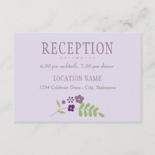 Carte D'accompagnement Réception de mariage florale verte et violette rus