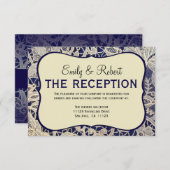 Carte D'accompagnement Réception de mariage formel bleu marine en dentell (Devant / Derrière)