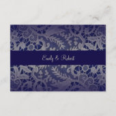 Carte D'accompagnement Réception de mariage formel bleu marine en dentell (Dos)