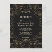 Carte D'accompagnement Réception de mariage Gatsby le Magnifique noir or  (Devant)