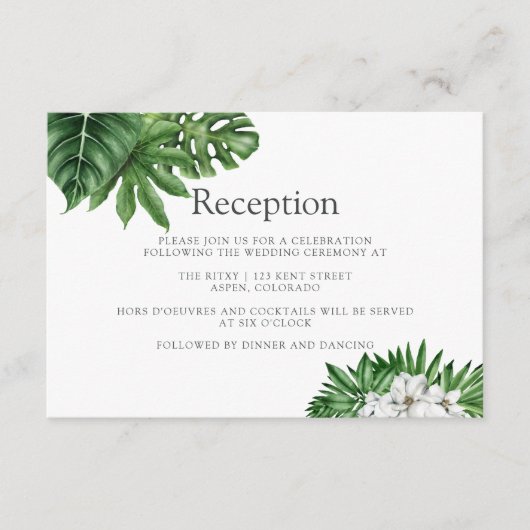 Carte D'accompagnement Réception de mariage géométrique à la verdure trop (Devant)