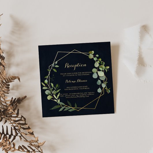 Carte D'accompagnement Réception de mariage géométrique bleu vert or