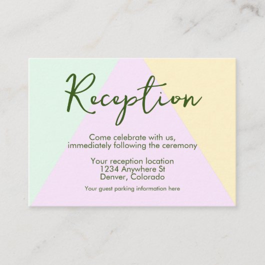 Carte D'accompagnement Réception de mariage géométrique Pastel Muted (Devant)