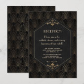 Carte D'accompagnement Réception de mariage Glam Gold Black Great Gatsby (Devant / Derrière)