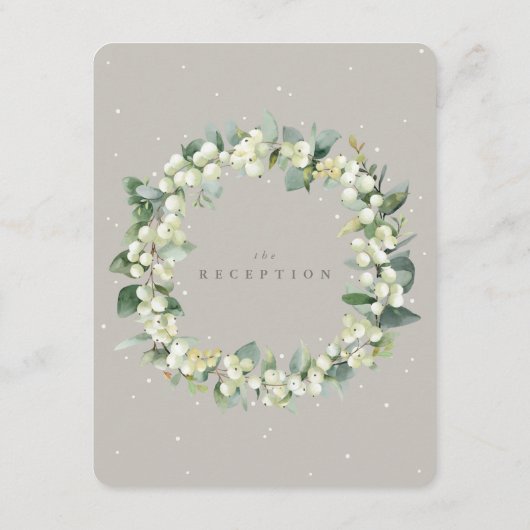 Carte D'accompagnement Réception de mariage Greige Snowberry+Eucalyptus (Dos)
