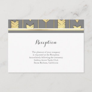 Carte D'accompagnement Réception de mariage gris flèches dorées Faux Feui