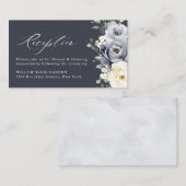 Carte D'accompagnement Réception de mariage hivernal floral gris argent e (Devant / Derrière)