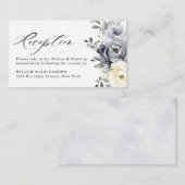 Carte D'accompagnement Réception de mariage hivernal gris argenté (Devant / Derrière)