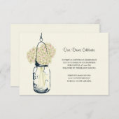 Carte D'accompagnement Réception de mariage Hydrangea et pot Mason (Devant / Derrière)