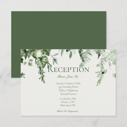 Carte D'accompagnement Réception de mariage Ivy & Sage (Devant / Derrière)