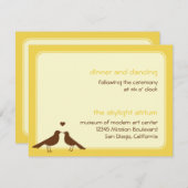 Carte D'accompagnement Réception de mariage jaune des inséparables contem (Devant / Derrière)