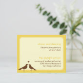 Carte D'accompagnement Réception de mariage jaune des inséparables contem (Debout devant)