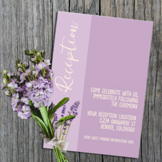 Carte D'accompagnement Réception de mariage Lavender Love