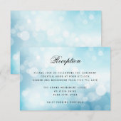 Carte D'accompagnement Réception de mariage Luxe Bokeh Bleu Pailleté (Devant / Derrière)