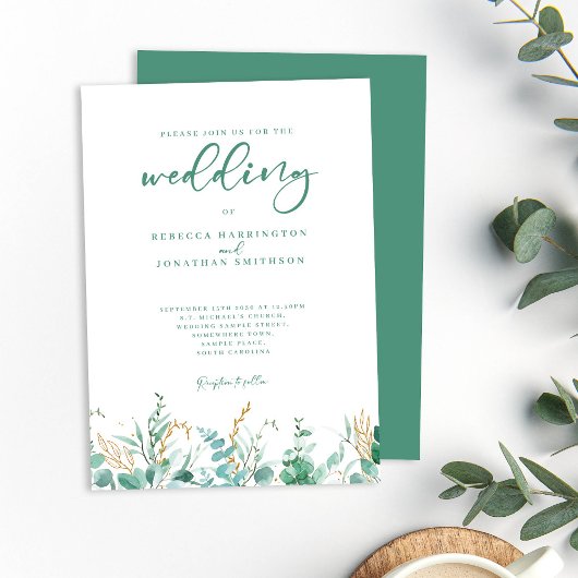 Carte D'accompagnement Réception De Mariage Minimale Eucalyptus
