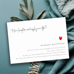 Carte D'accompagnement Réception de mariage minimaliste au coeur rouge
