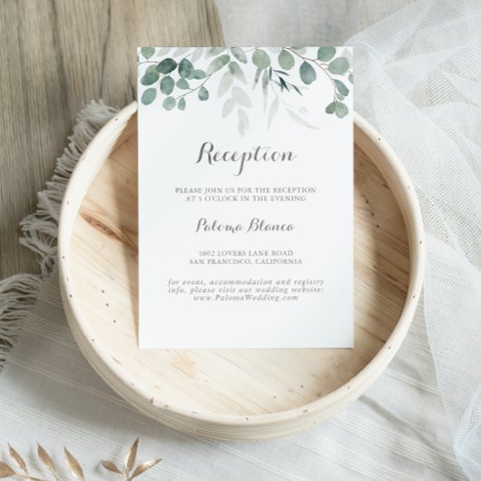 Carte D'accompagnement Réception de mariage minimaliste Eucalyptus verdur