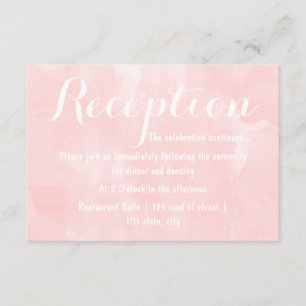 Carte D'accompagnement Réception de mariage moderne aquarelle rose pâle