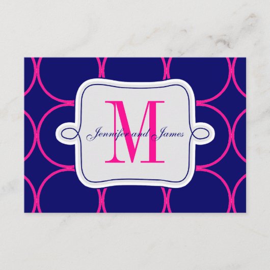 Carte D'accompagnement Réception de mariage moderne bleu fuchsia #2 (Devant)