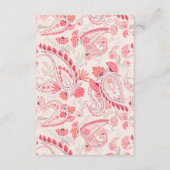 Carte D'accompagnement Réception de mariage moderne Blush Paisley (Dos)