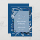 Carte D'accompagnement Réception de mariage Moderne Classique Feuilles Bl (Devant / Derrière)