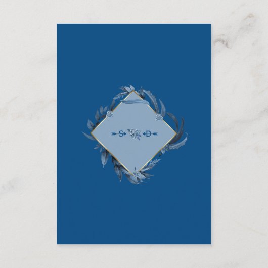 Carte D'accompagnement Réception de mariage Moderne Classique Feuilles Bl (Dos)