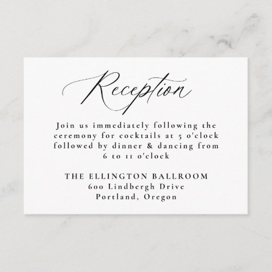 Carte D'accompagnement Réception de mariage moderne élégante en calligrap (Devant)