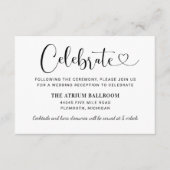 Carte D'accompagnement Réception de mariage moderne en noir de coeur (Devant)