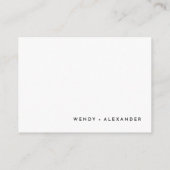 Carte D'accompagnement Réception de mariage moderne et audacieuse blanche (Dos)