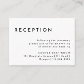 Carte D'accompagnement Réception de mariage moderne et audacieuse blanche (Devant)